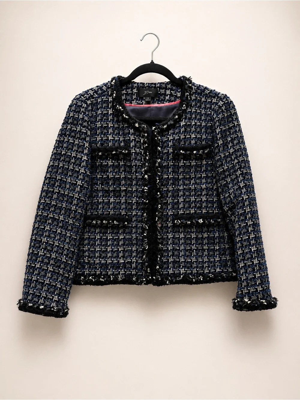 J.Crew Tweed Boutique Blazer Navy Size 8 EUC